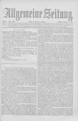 Allgemeine Zeitung Mittwoch 4. Juni 1884