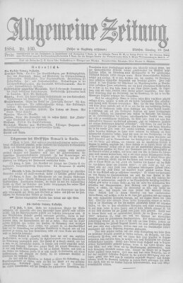 Allgemeine Zeitung Dienstag 10. Juni 1884