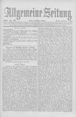 Allgemeine Zeitung Donnerstag 12. Juni 1884