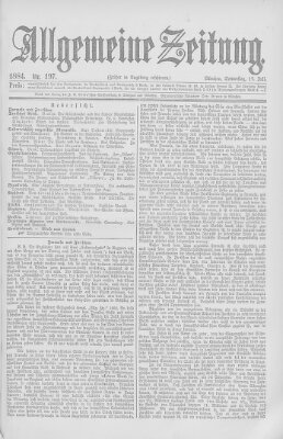 Allgemeine Zeitung Donnerstag 17. Juli 1884