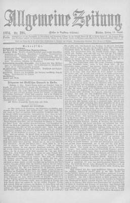 Allgemeine Zeitung Freitag 15. August 1884