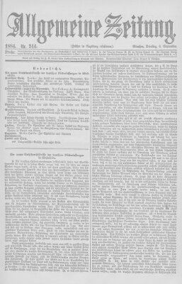 Allgemeine Zeitung Dienstag 2. September 1884