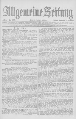 Allgemeine Zeitung Samstag 13. September 1884