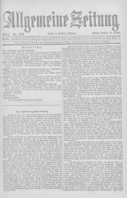 Allgemeine Zeitung Freitag 10. Oktober 1884