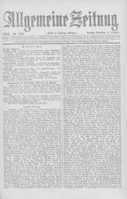 Allgemeine Zeitung Samstag 13. Dezember 1884