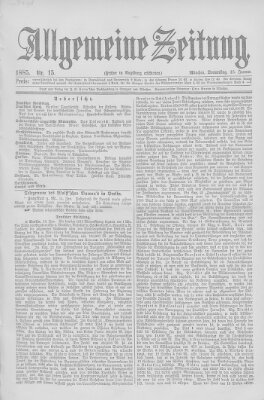 Allgemeine Zeitung Donnerstag 15. Januar 1885