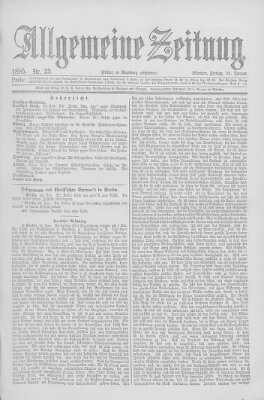 Allgemeine Zeitung Freitag 23. Januar 1885