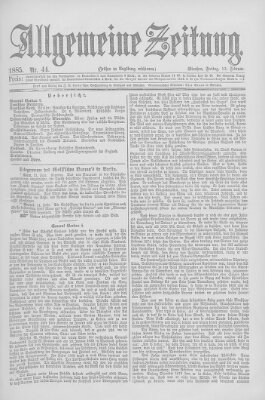 Allgemeine Zeitung Freitag 13. Februar 1885
