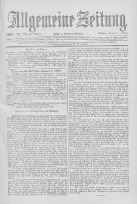 Allgemeine Zeitung Samstag 4. April 1885