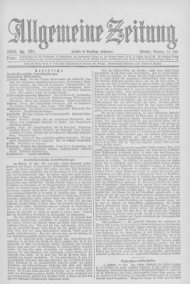 Allgemeine Zeitung Sonntag 12. Juli 1885
