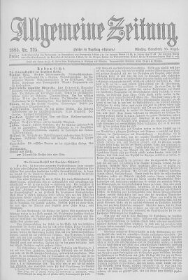 Allgemeine Zeitung Samstag 15. August 1885