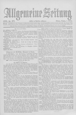 Allgemeine Zeitung Dienstag 6. Oktober 1885