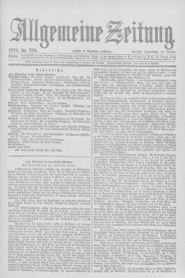 Allgemeine Zeitung Donnerstag 15. Oktober 1885