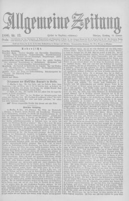 Allgemeine Zeitung Dienstag 12. Januar 1886