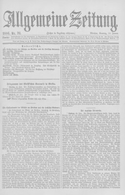 Allgemeine Zeitung Sonntag 24. Januar 1886
