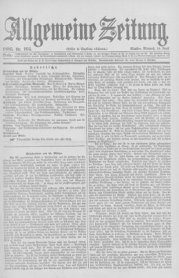 Allgemeine Zeitung Mittwoch 14. April 1886