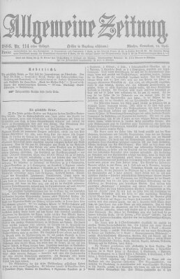 Allgemeine Zeitung Samstag 24. April 1886