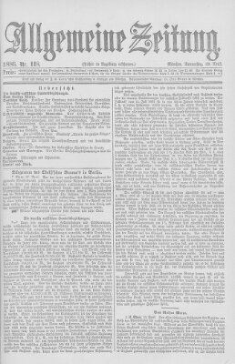 Allgemeine Zeitung Donnerstag 29. April 1886