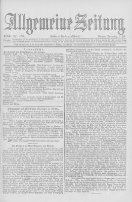 Allgemeine Zeitung Donnerstag 8. Juli 1886