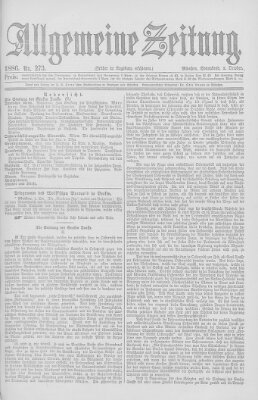 Allgemeine Zeitung Samstag 2. Oktober 1886