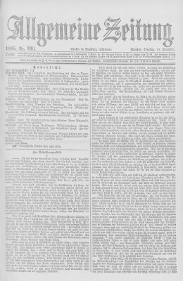 Allgemeine Zeitung Dienstag 14. Dezember 1886