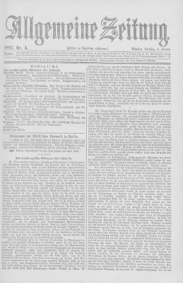 Allgemeine Zeitung Dienstag 4. Januar 1887