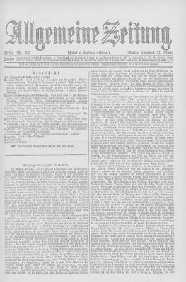 Allgemeine Zeitung Samstag 12. Februar 1887