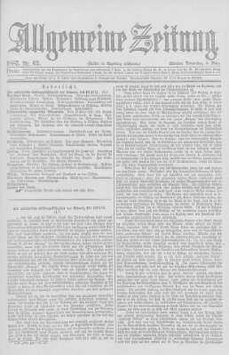 Allgemeine Zeitung Donnerstag 3. März 1887