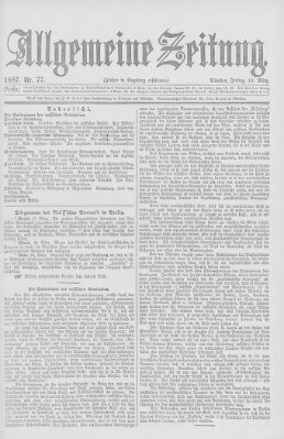Allgemeine Zeitung Freitag 18. März 1887