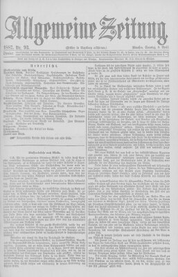 Allgemeine Zeitung Sonntag 3. April 1887