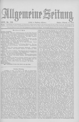 Allgemeine Zeitung Mittwoch 27. April 1887
