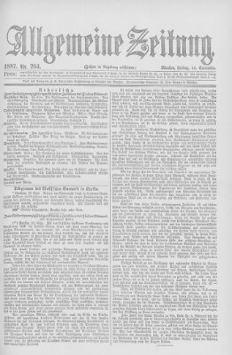 Allgemeine Zeitung Freitag 23. September 1887