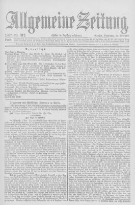 Allgemeine Zeitung Donnerstag 10. November 1887