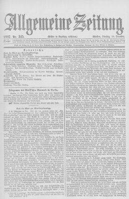 Allgemeine Zeitung Dienstag 13. Dezember 1887