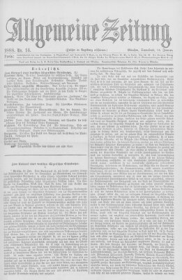 Allgemeine Zeitung Samstag 14. Januar 1888