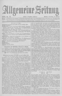 Allgemeine Zeitung Donnerstag 16. Februar 1888