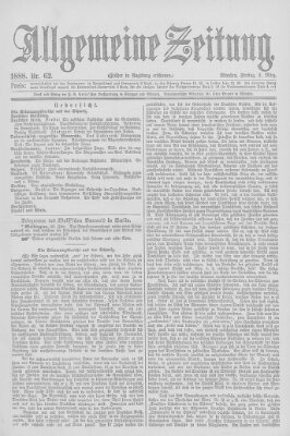 Allgemeine Zeitung Freitag 2. März 1888