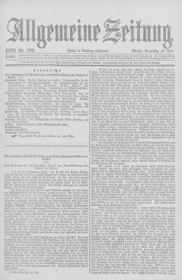 Allgemeine Zeitung Donnerstag 19. April 1888
