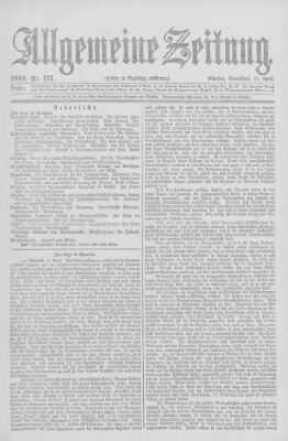Allgemeine Zeitung Samstag 21. April 1888