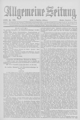 Allgemeine Zeitung Samstag 2. Juni 1888