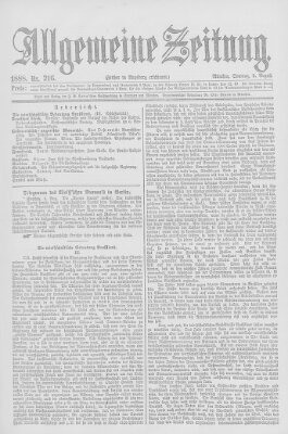Allgemeine Zeitung Sonntag 5. August 1888