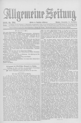 Allgemeine Zeitung Samstag 22. September 1888
