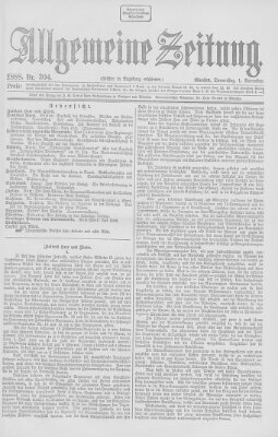 Allgemeine Zeitung Donnerstag 1. November 1888