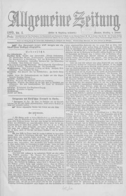 Allgemeine Zeitung Dienstag 1. Januar 1889