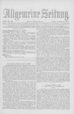 Allgemeine Zeitung Donnerstag 10. Januar 1889