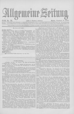 Allgemeine Zeitung Samstag 26. Januar 1889