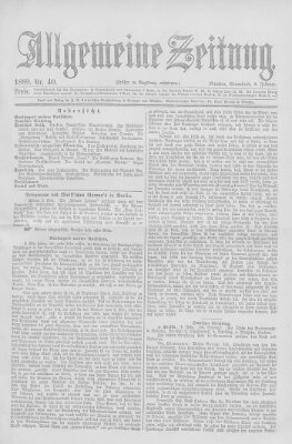 Allgemeine Zeitung Samstag 9. Februar 1889