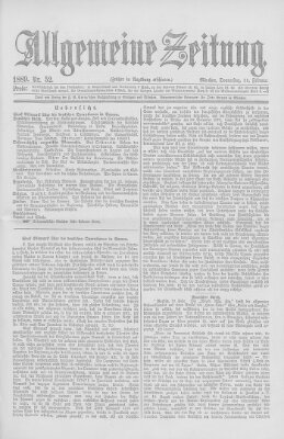 Allgemeine Zeitung Donnerstag 21. Februar 1889