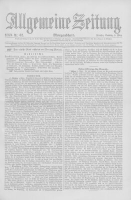 Allgemeine Zeitung Sonntag 3. März 1889