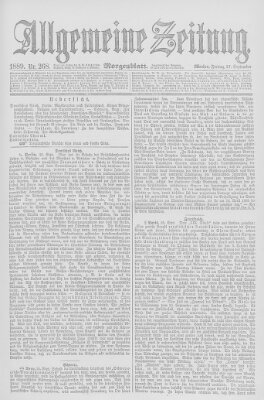 Allgemeine Zeitung Freitag 27. September 1889
